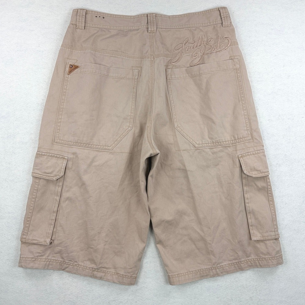 Southpole Mens Khaki Cargo Jorts 34 Tan Embroidered Logo Baggy Y2K Streetwear